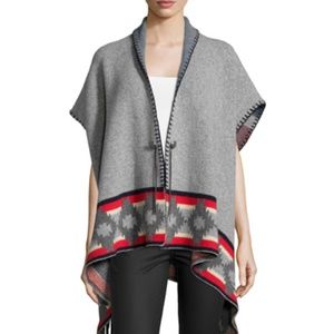 Christophe Sauvat "Laurent" Tribal- Print Thunder Wool-Blend Poncho